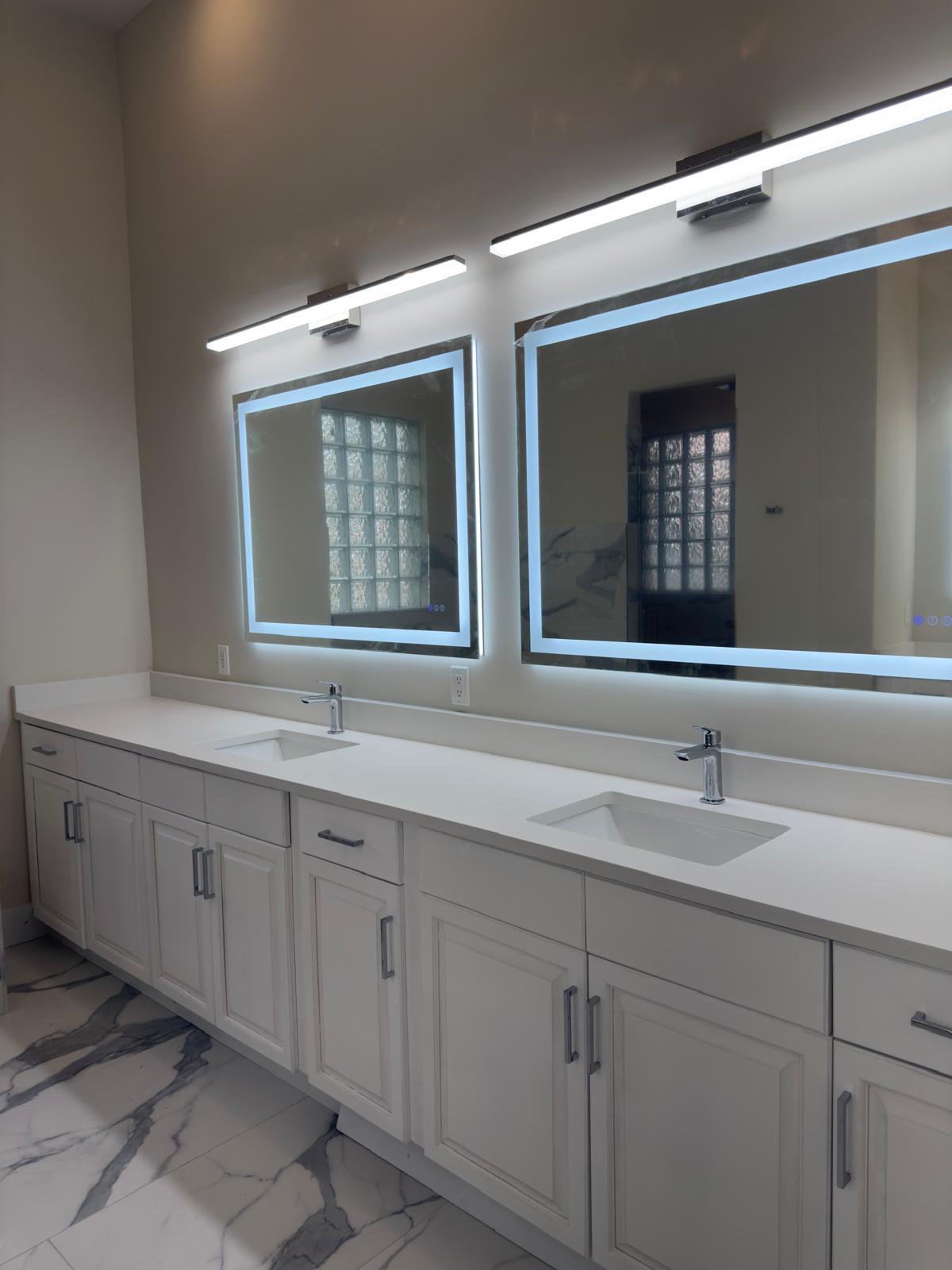 Black marble double vanity - LMV Construction